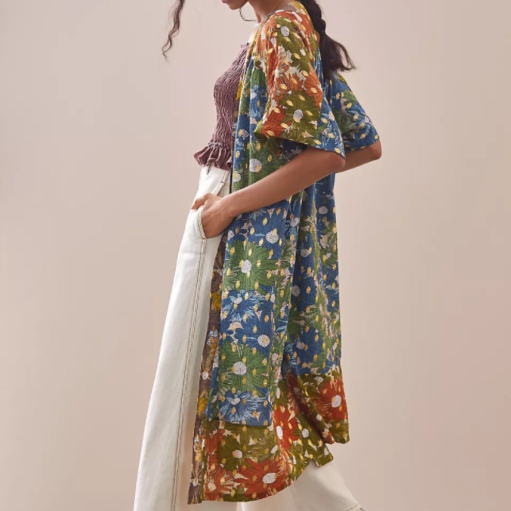 Anthropologie Floral Shine Duster Kimono Size-All NWT - Picture 4 of 9
